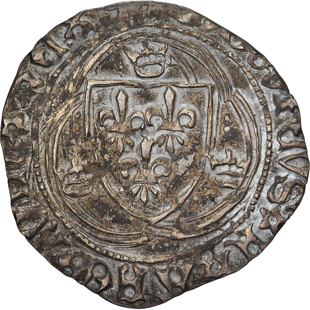 Francja, Louis XI, Blanc à la couronne, 1461-1483, Limoges, Bilon, EF(40-45)