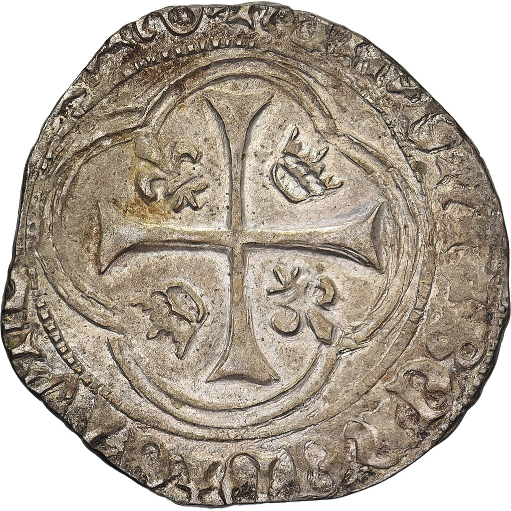 Francja, Louis XI, Blanc à la couronne, 1461-1483, Limoges, Bilon, EF(40-45)