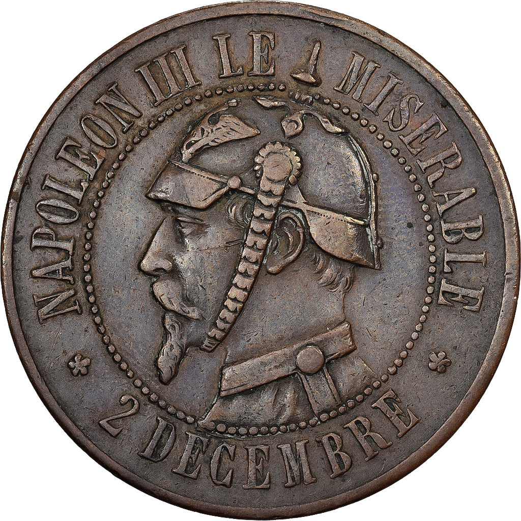 Francia, Module de 10 Centimes, Napoléon III, 1870, Bronzo, Satirique, BB