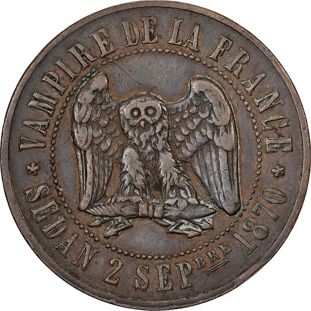 Francia, Module de 10 Centimes, Napoléon III, 1870, Bronzo, Satirique, BB