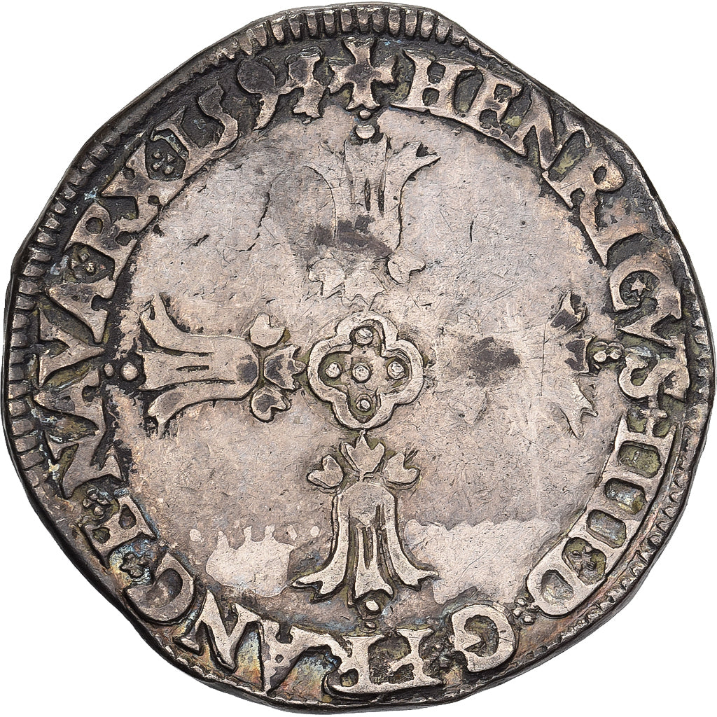 France, Henri IV, 1/4 Ecu, 1595, Bayonne, Argent, TB+, Gadoury:597