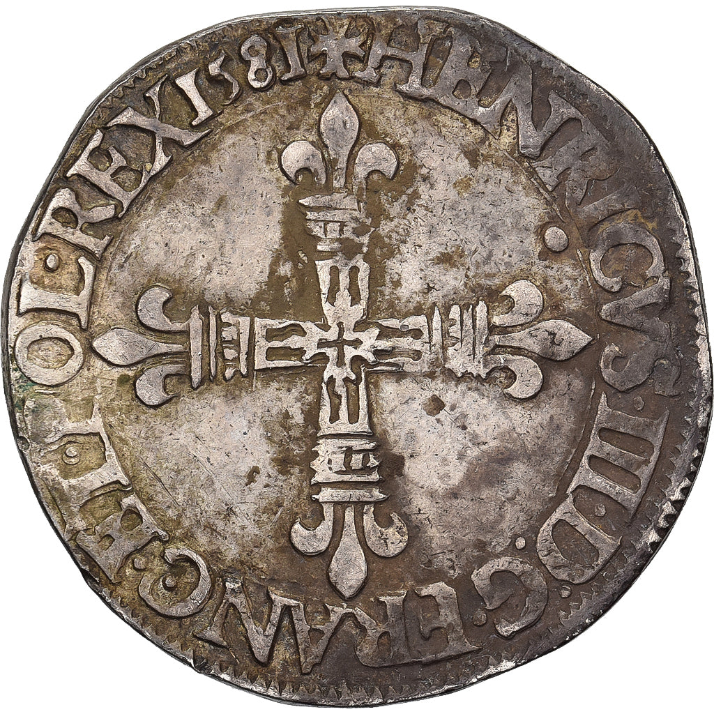 Frankrijk, Henri III, 1/4 Ecu, 1581, Nantes, Zilver, ZF, Gadoury:494