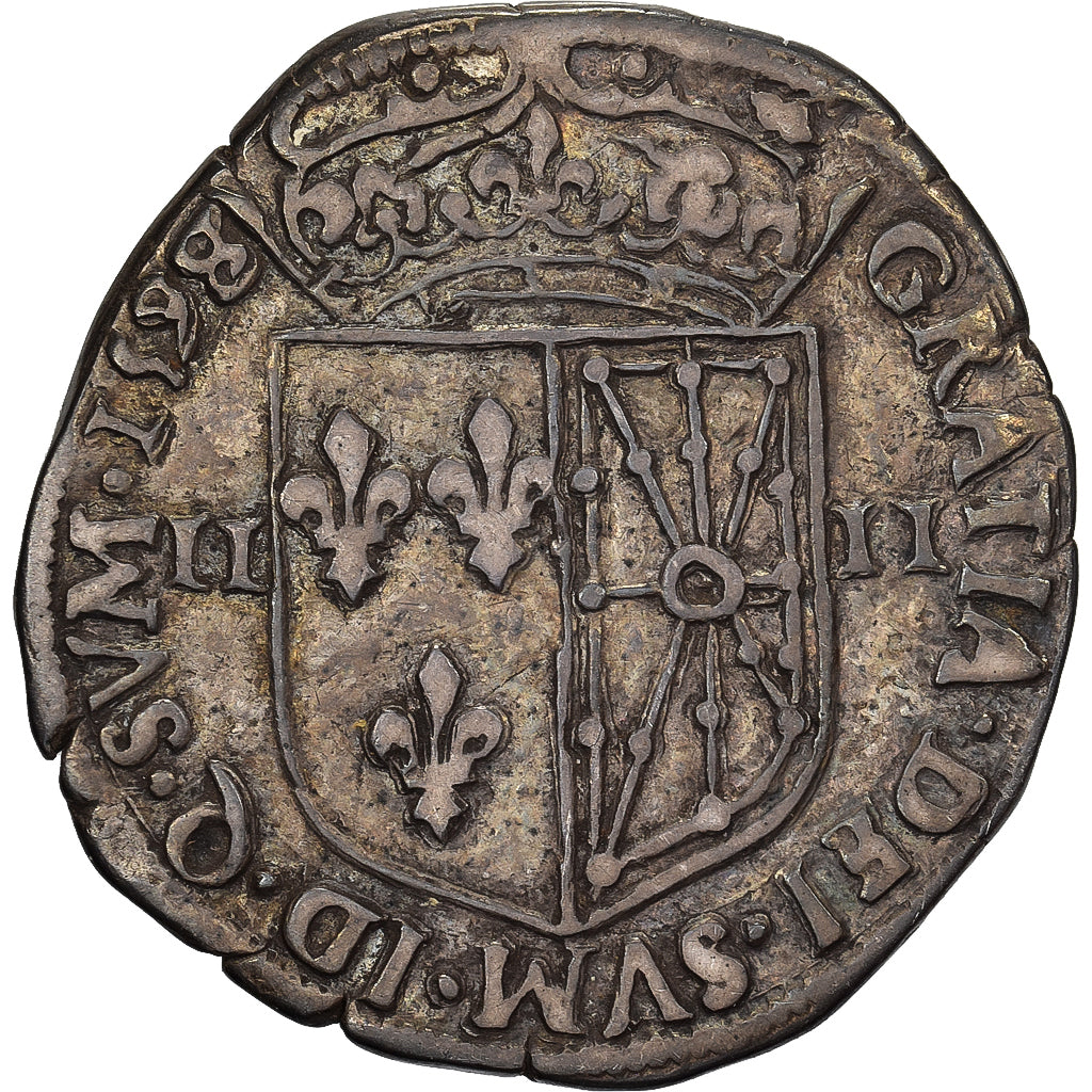 Frankrijk, Henri IV, 1/4 Écu de Navarre, 1598, Saint-Palais, Zilver, FR+
