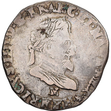 Francia, Henri IV, Demi Franc, 1602, Toulouse, Plata, BC+, Gadoury:590