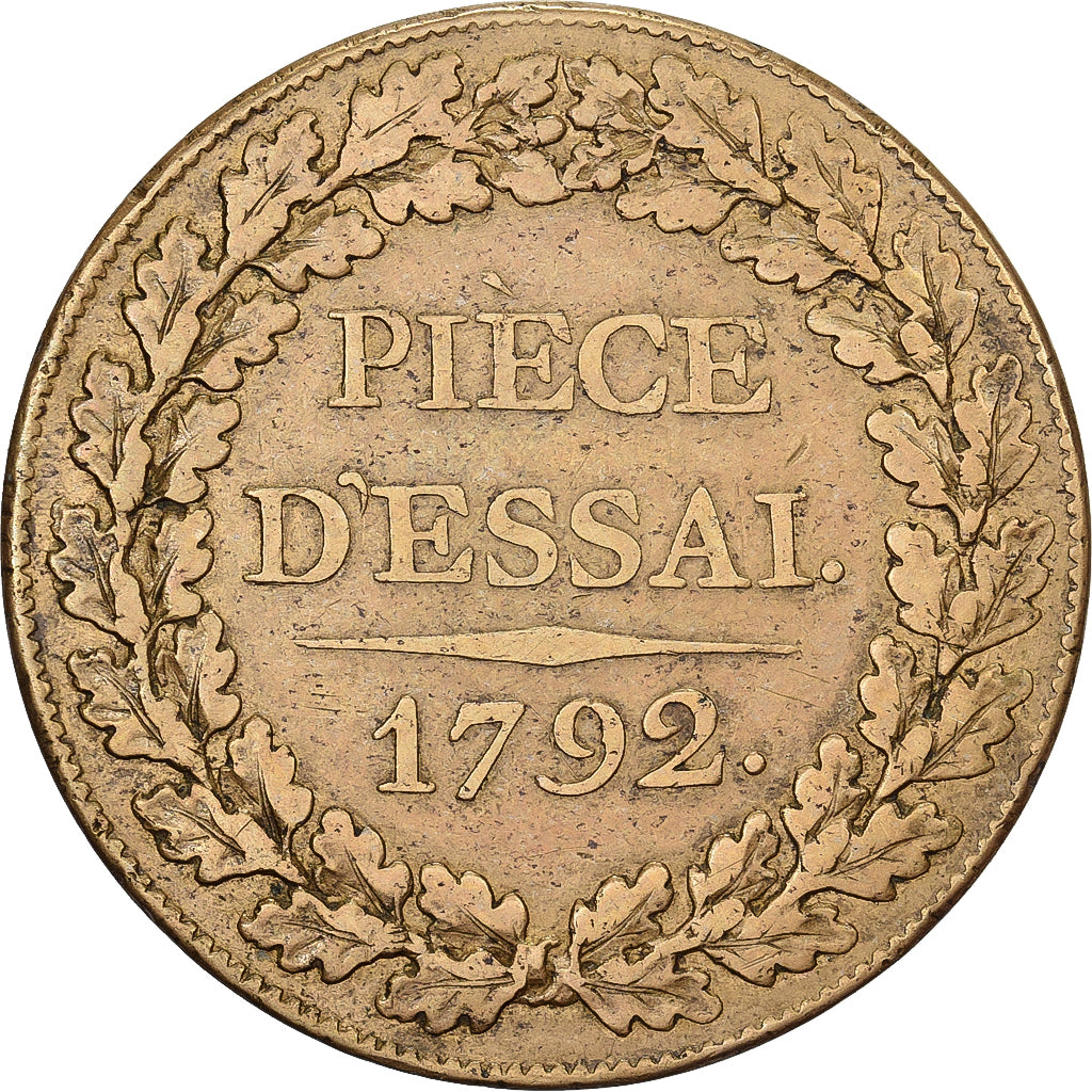 France, Module de 1 Sol, Génie, 1792, Paris, Essai, Cuivre, TB+, Gadoury:18