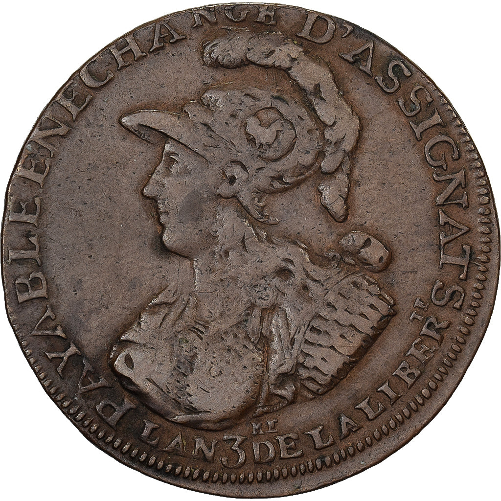 Frankreich, 2 Sols 6 Deniers, 1791 / AN 3, Paris, Kupfer, S+