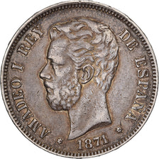 Spain, Amadeo I, 5 Pesetas, 1875, Madrid, Silver, AU(50-53)