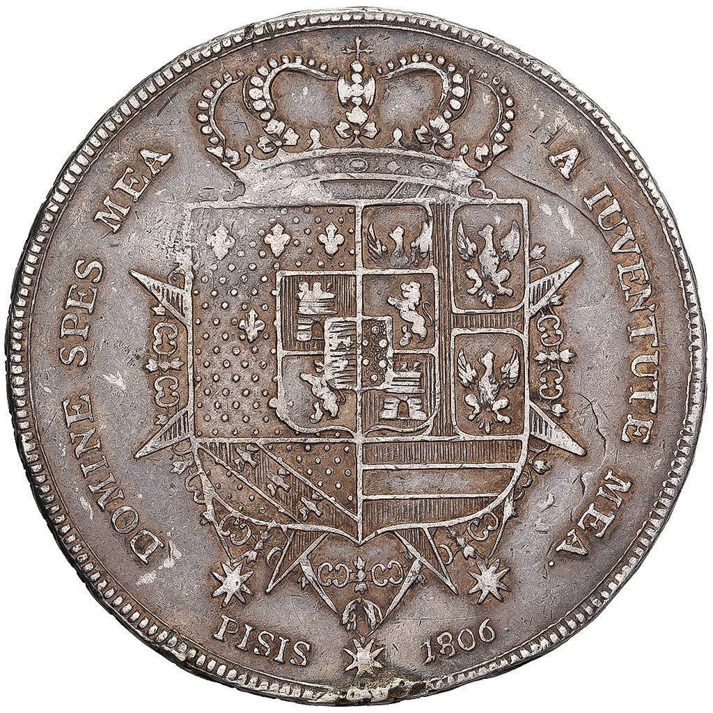 Kingdom of Etruria, Charles-Louis & Maria Luisa, Francescone, 1806, Pisa, Silver