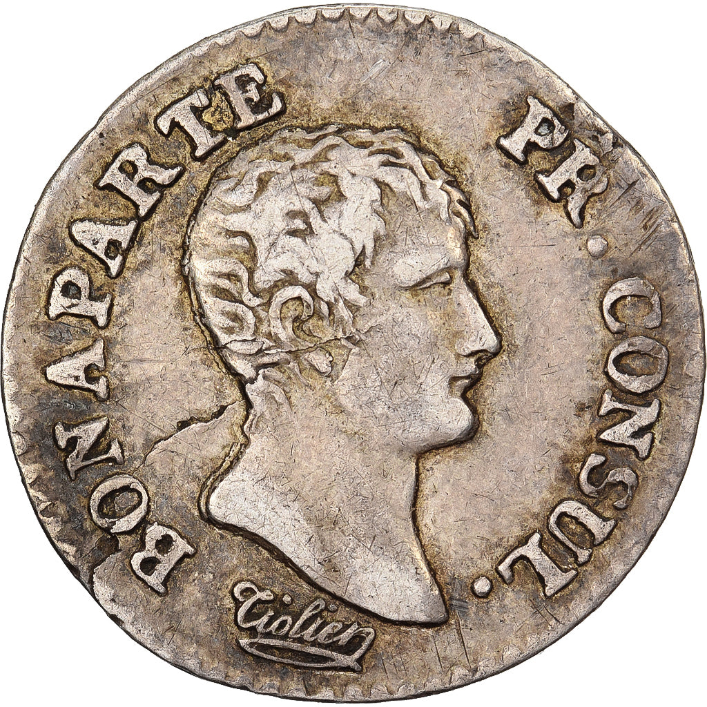 França, Napoléon Bonaparte, Quart, An 12, Paris, Prata, EF(40-45), Gadoury:342