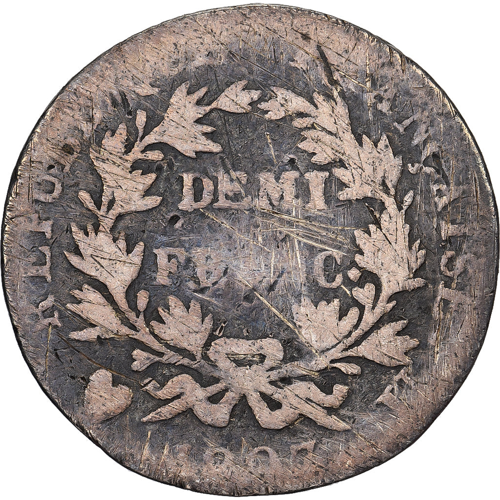 Frankreich, Napoleon I, Demi Franc, 1807, Turin, Silber, SGE, Gadoury:396