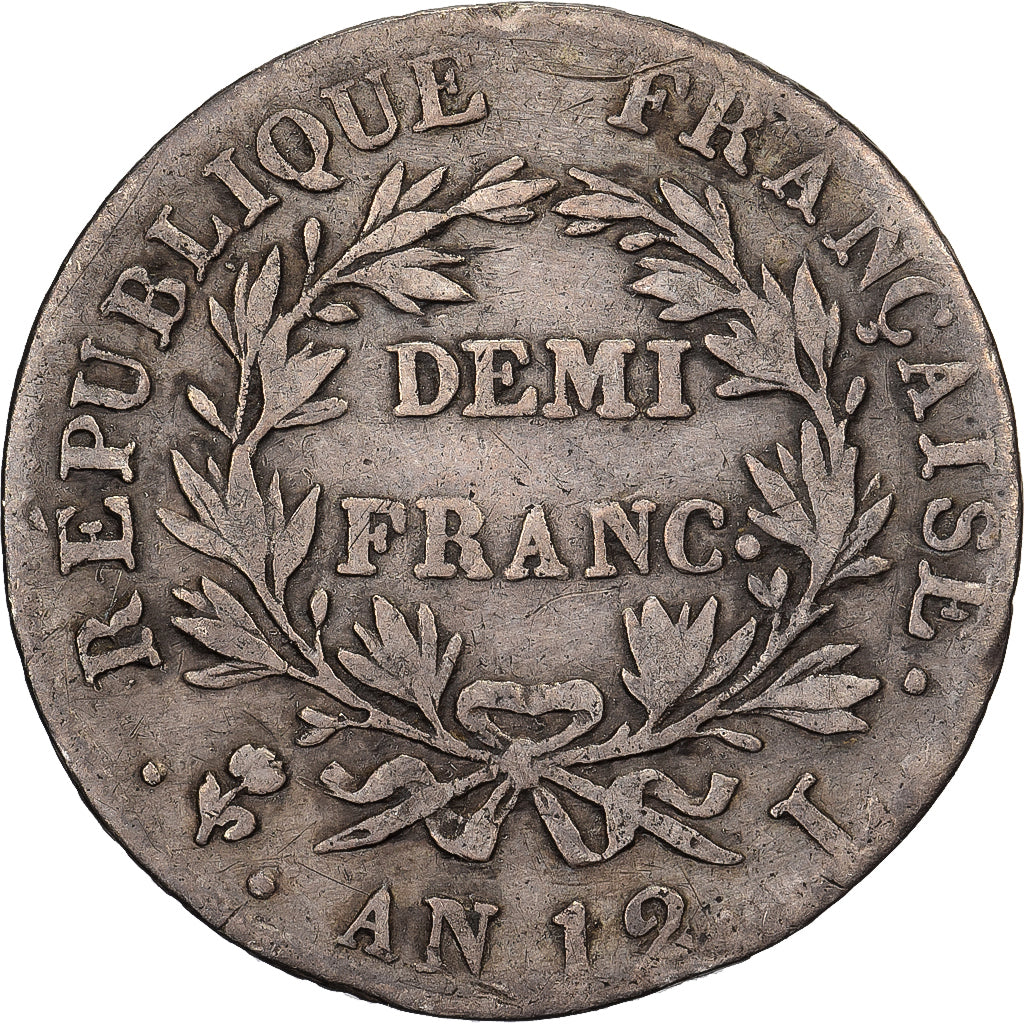 France, Napoléon Bonaparte, Demi Franc, An 12, Limoges, Silver, VF(30-35)