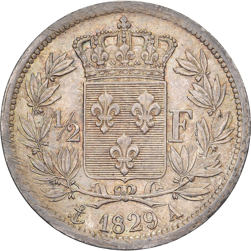 Francia, Charles X, 1/2 Franc, 1829, Paris, Plata, EBC+, Gadoury:402