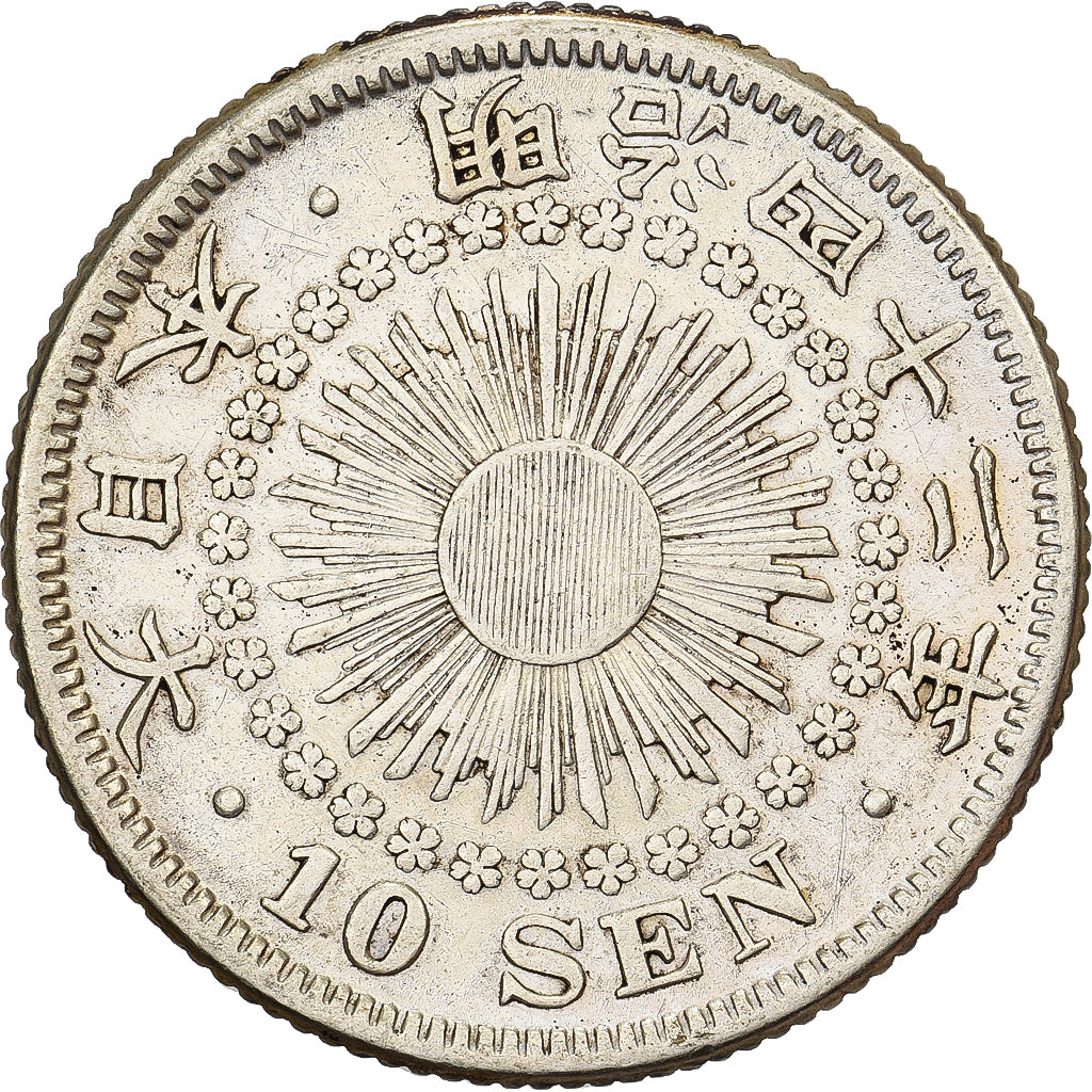 Japon, Mutsuhito, 10 Sen, Ère Meiji, Yr. 42 (1909), Argent, TTB+