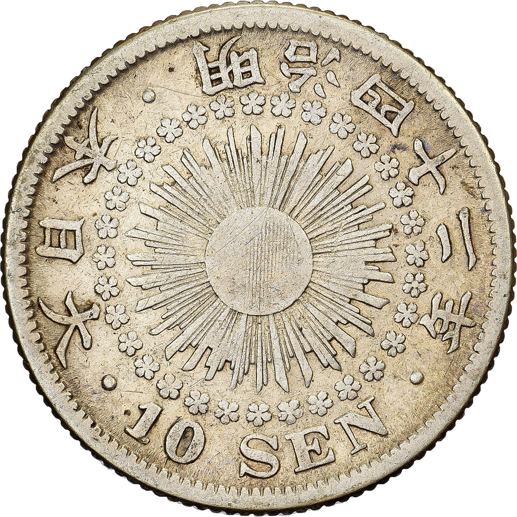 Japon, Mutsuhito, 10 Sen, Ère Meiji, Yr. 42 (1909), Argent, TTB