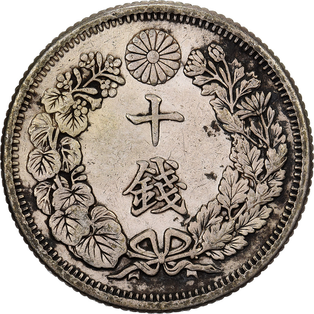 Japon, Mutsuhito, 10 Sen, Ère Meiji, Yr. 42 (1909), Argent, TTB