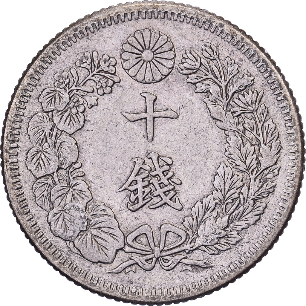 Japon, Mutsuhito, 10 Sen, Ère Meiji, Yr. 43 (1910), Argent, TTB+