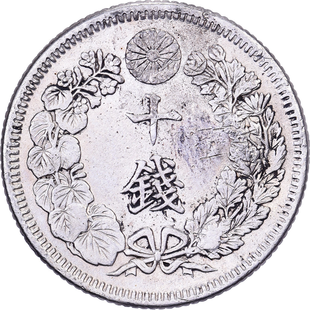 Giappone, Mutsuhito, 10 Sen, Meiji Era, Yr. 43 (1910), Argento, BB