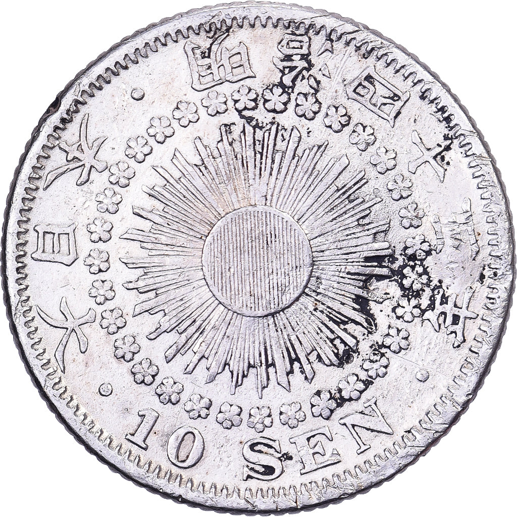 Giappone, Mutsuhito, 10 Sen, Meiji Era, Yr. 43 (1910), Argento, BB