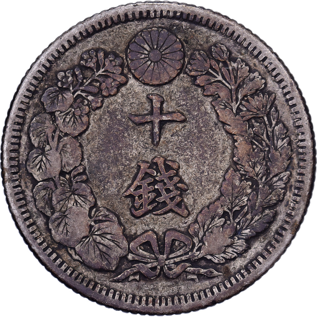 Japon, Mutsuhito, 10 Sen, Ère Meiji, Yr. 43 (1910), Argent, TB+