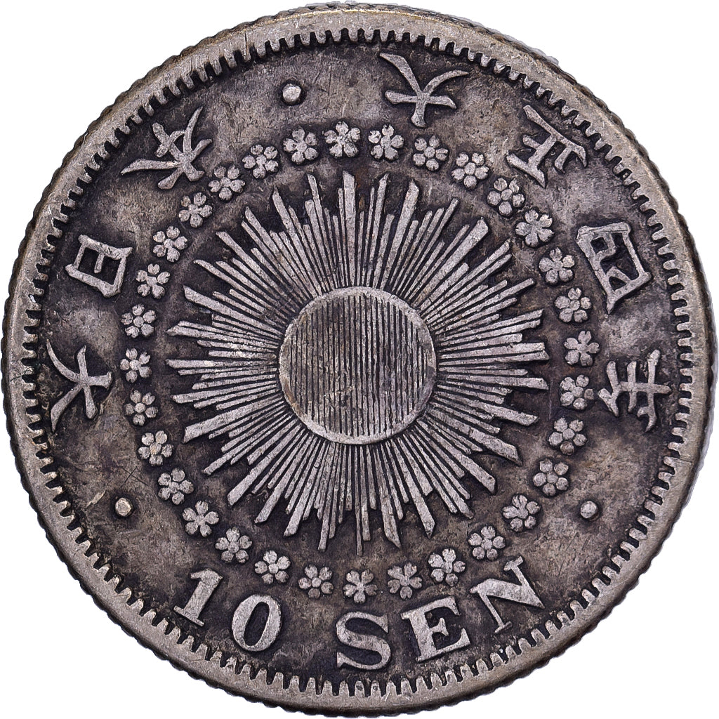 Japon, Yoshihito, 10 Sen, Ère Taishō, Yr. 4 (1915), Argent, TTB