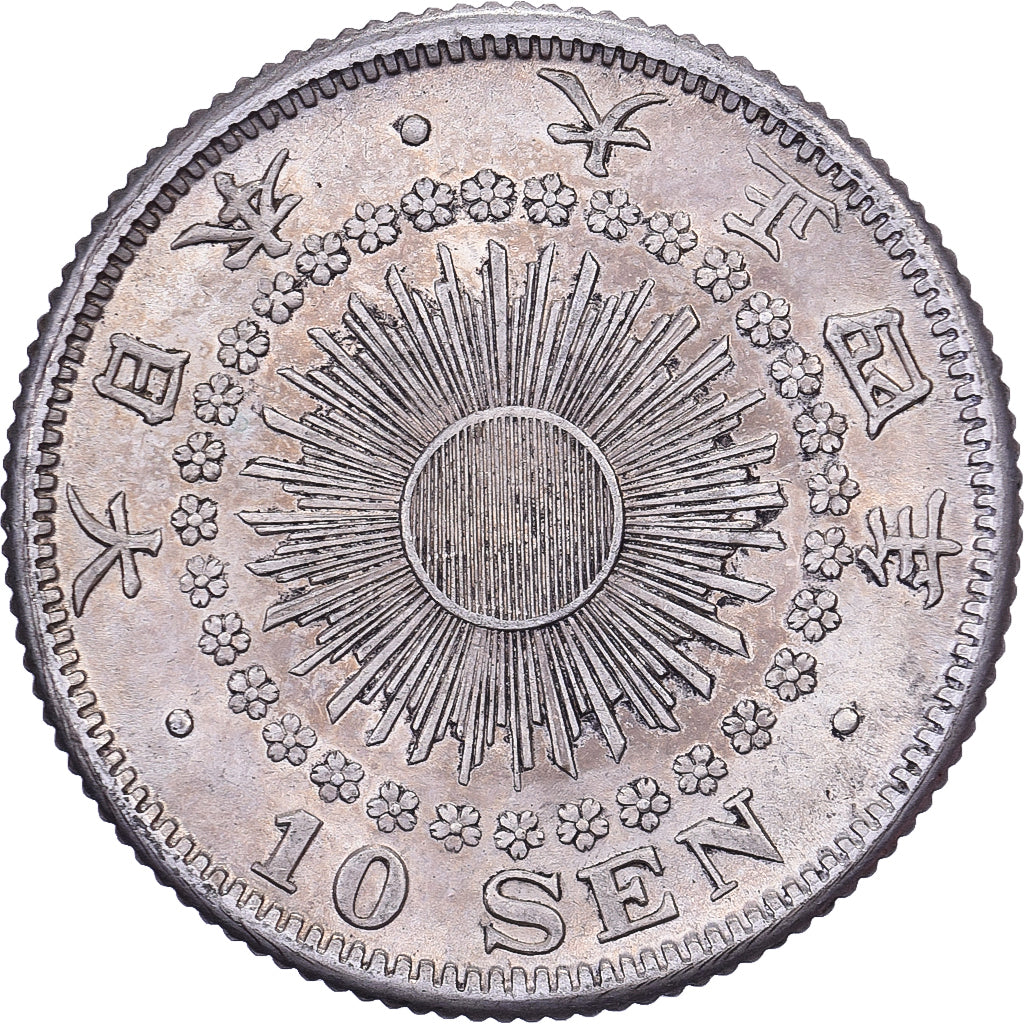 Japon, Yoshihito, 10 Sen, Ère Taishō, Yr. 4 (1915), Argent, SUP