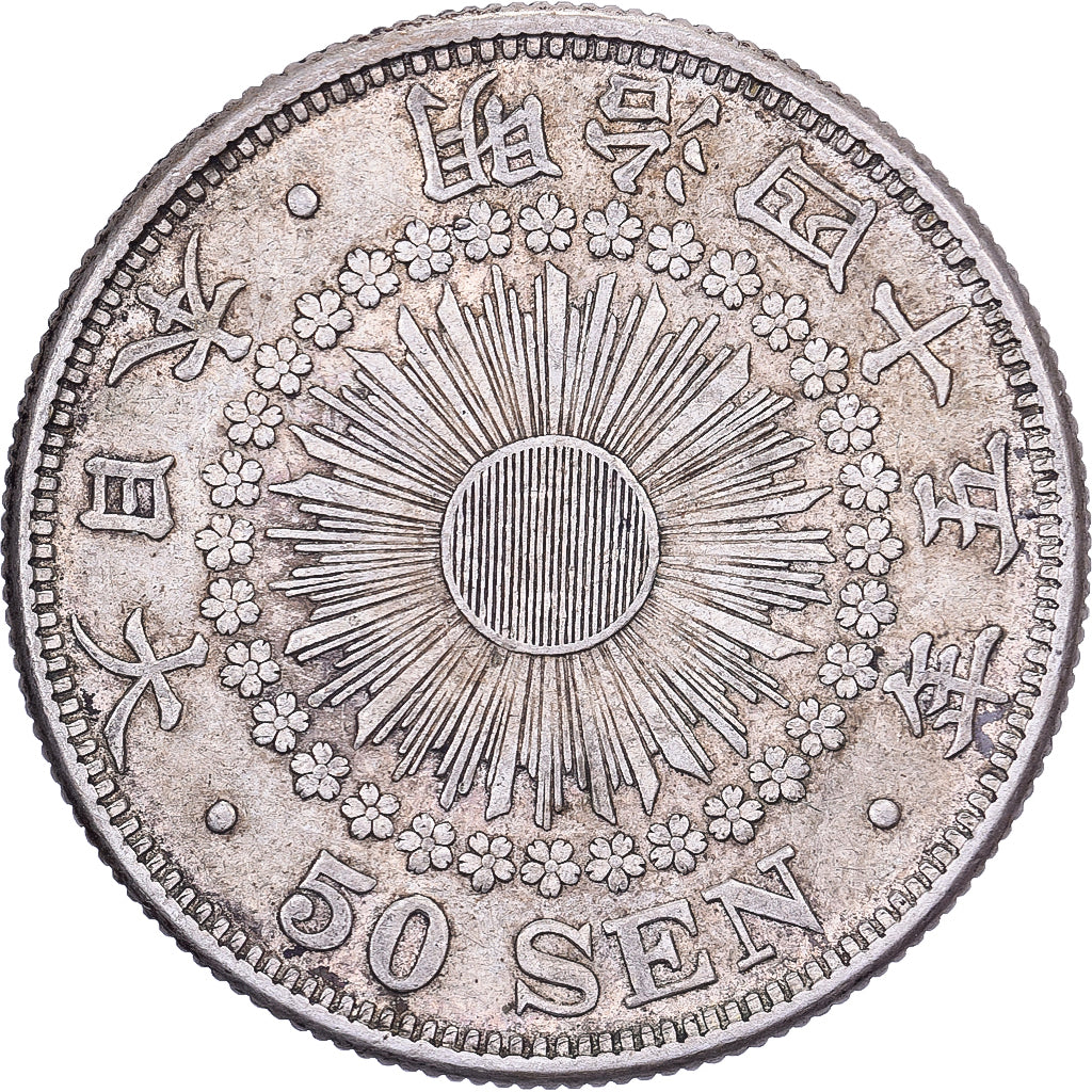 Japan, Mutsuhito, 50 Sen, Meiji Era, Yr. 45 (1912), Silver, AU(50-53)