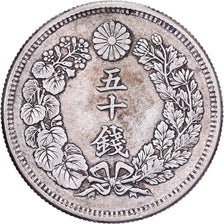 Japan, Mutsuhito, 50 Sen, Meiji Era, Yr. 43 (1910), Silver, EF(40-45)