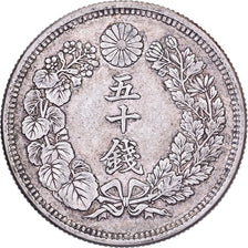 Japan, Mutsuhito, 50 Sen, Meiji Era, Yr. 43 (1910), Silver, AU(50-53)