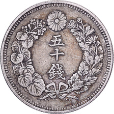 Japan, Mutsuhito, 50 Sen, Meiji Era, Yr. 41 (1908), Silver, EF(40-45)