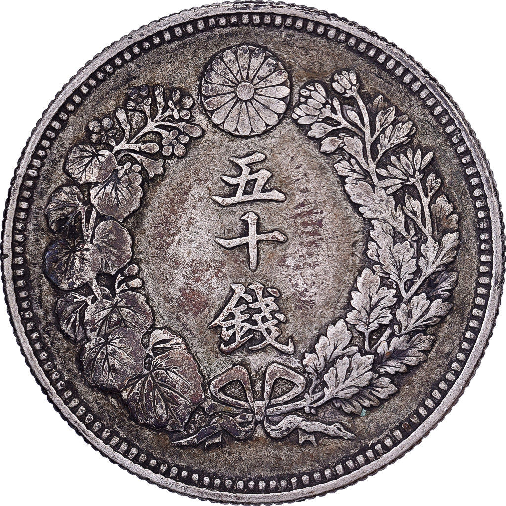 Japon, Mutsuhito, 50 Sen, Ère Meiji, An 39 (1906), Argent, TTB