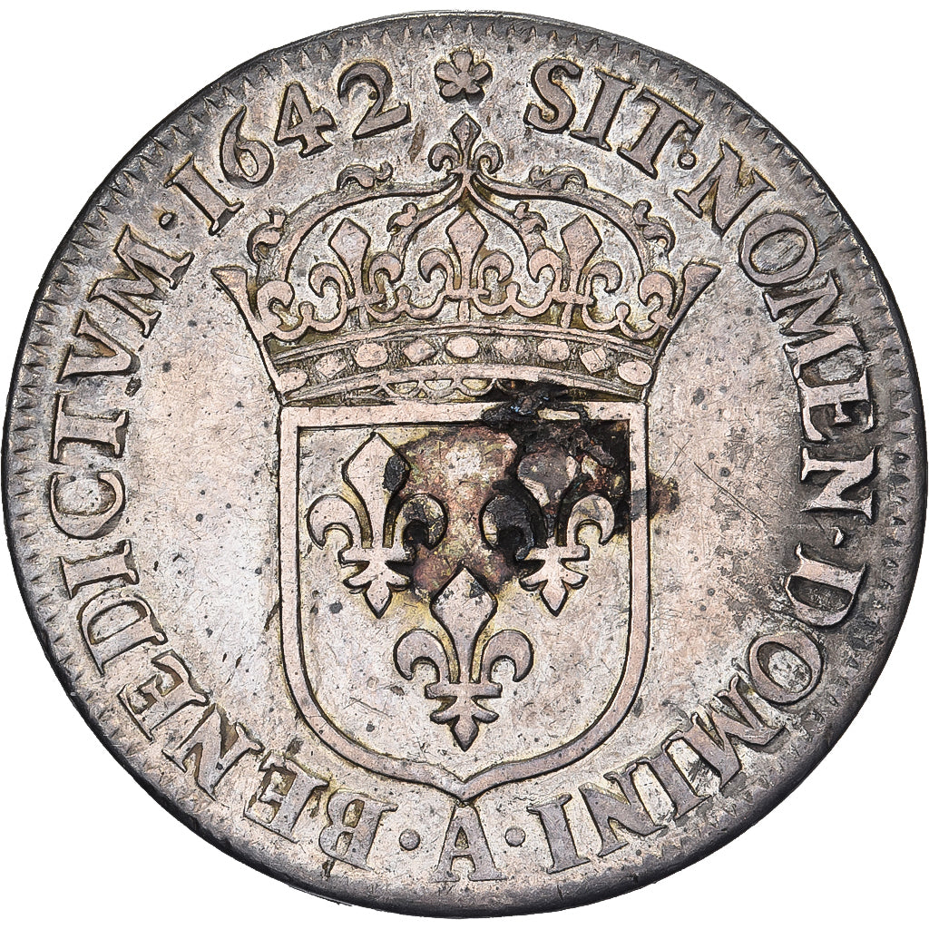 Frankreich, Louis XIII, 1/4 Ecu, 1642, Paris, Silber, SS, Gadoury:48