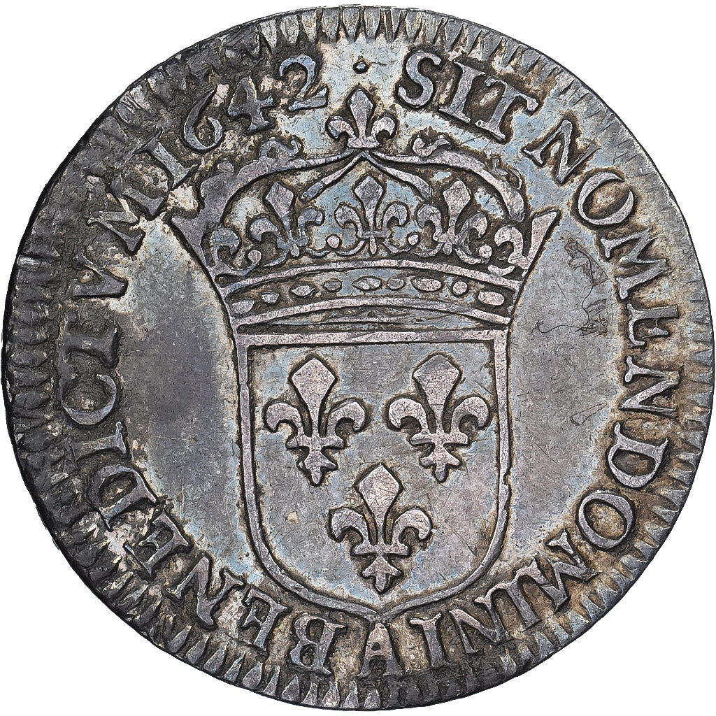 Francia, Louis XIII, 1/12 Ecu, 1642, Paris, Plata, MBC, Gadoury:46