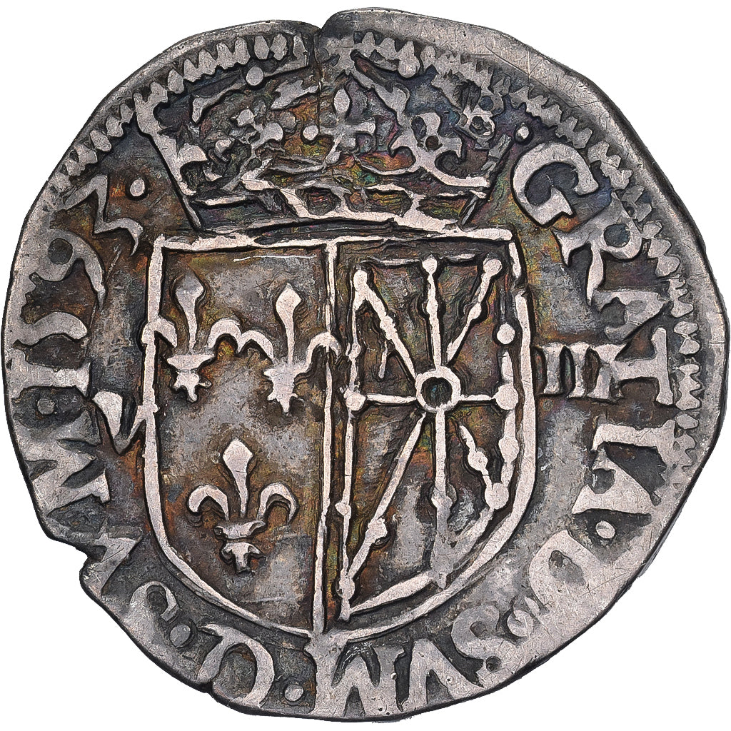 France, Henri IV, 1/8 écu de Navarre, 1593, Saint-Palais, Argent, TB+
