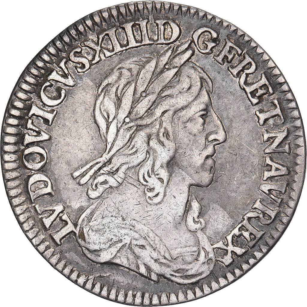 França, Louis XIII, 1/12 Ecu, 1642, Paris, Prata, EF(40-45), Gadoury:46