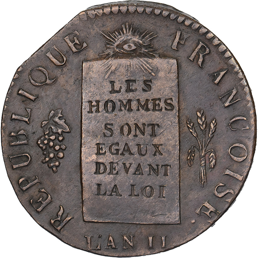 França, Convention, 1/2 sol à la balance, 1793 / AN II, La Rochelle, Nova