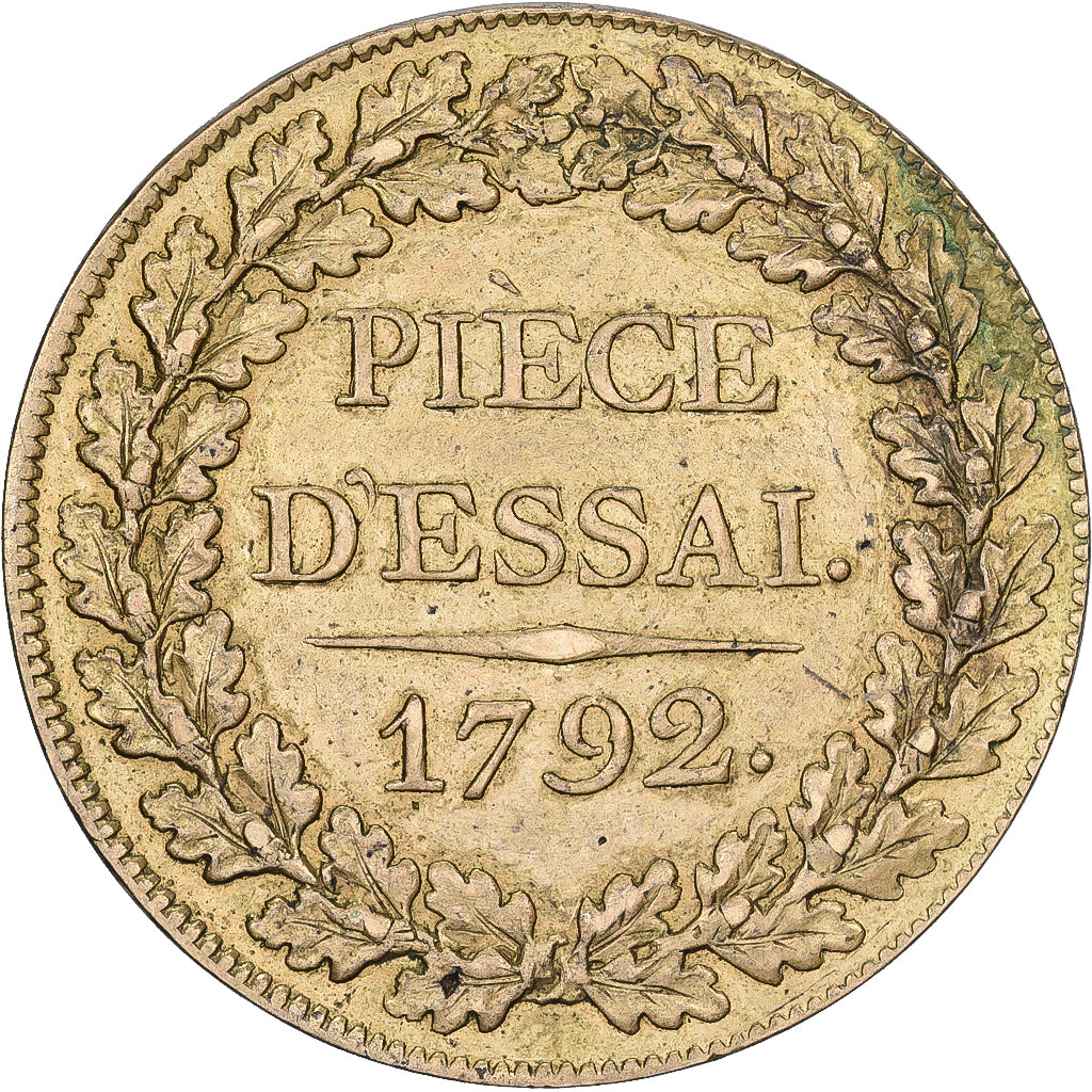 Francja, Module de 1 Sol, Génie, 1792, Paris, Miedź, AU(50-53), Gadoury:18