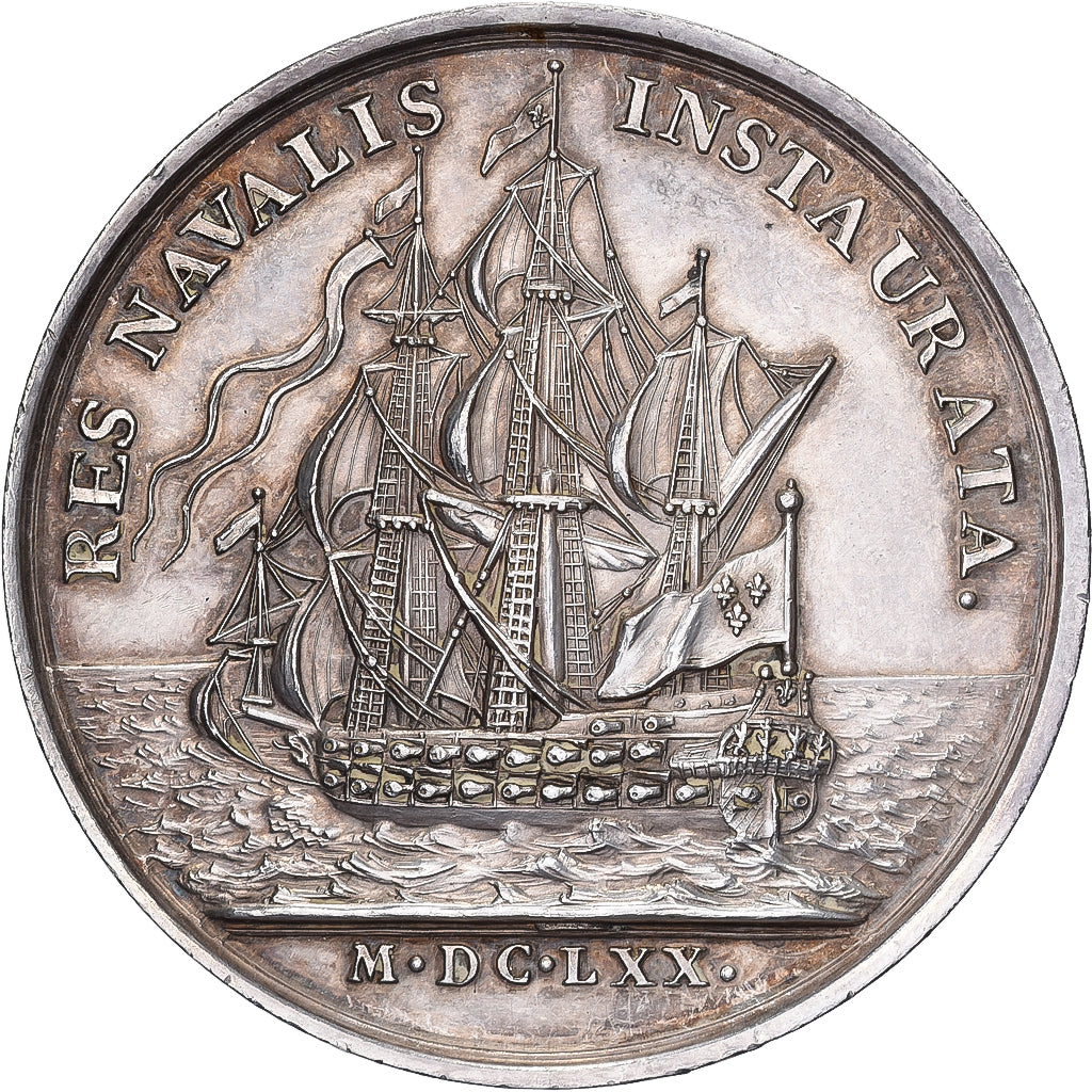 Francia, medaglia, Louis XIV, Rétablissement de la Marine, 1969, Argento