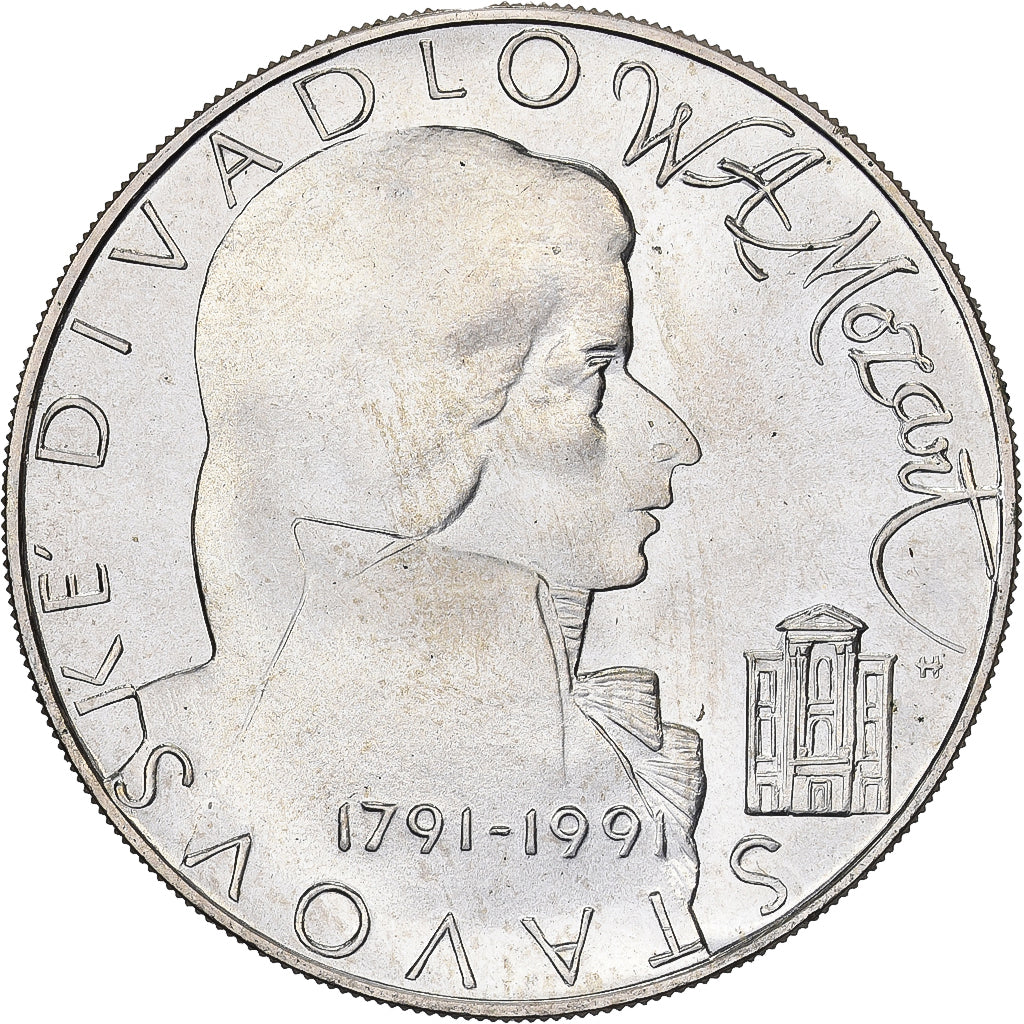 Tschechoslowakei, 100 Korun, Wolfgang Amadeus Mozart, 1991, Silber, UNZ