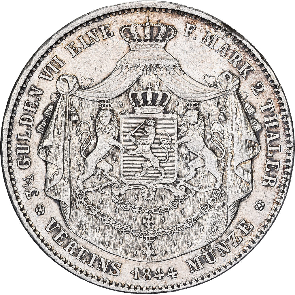Grand Duchy of Hessen, Ludwig II, 2 Thaler, 3-1/2 Gulden, 1844, Darmstadt