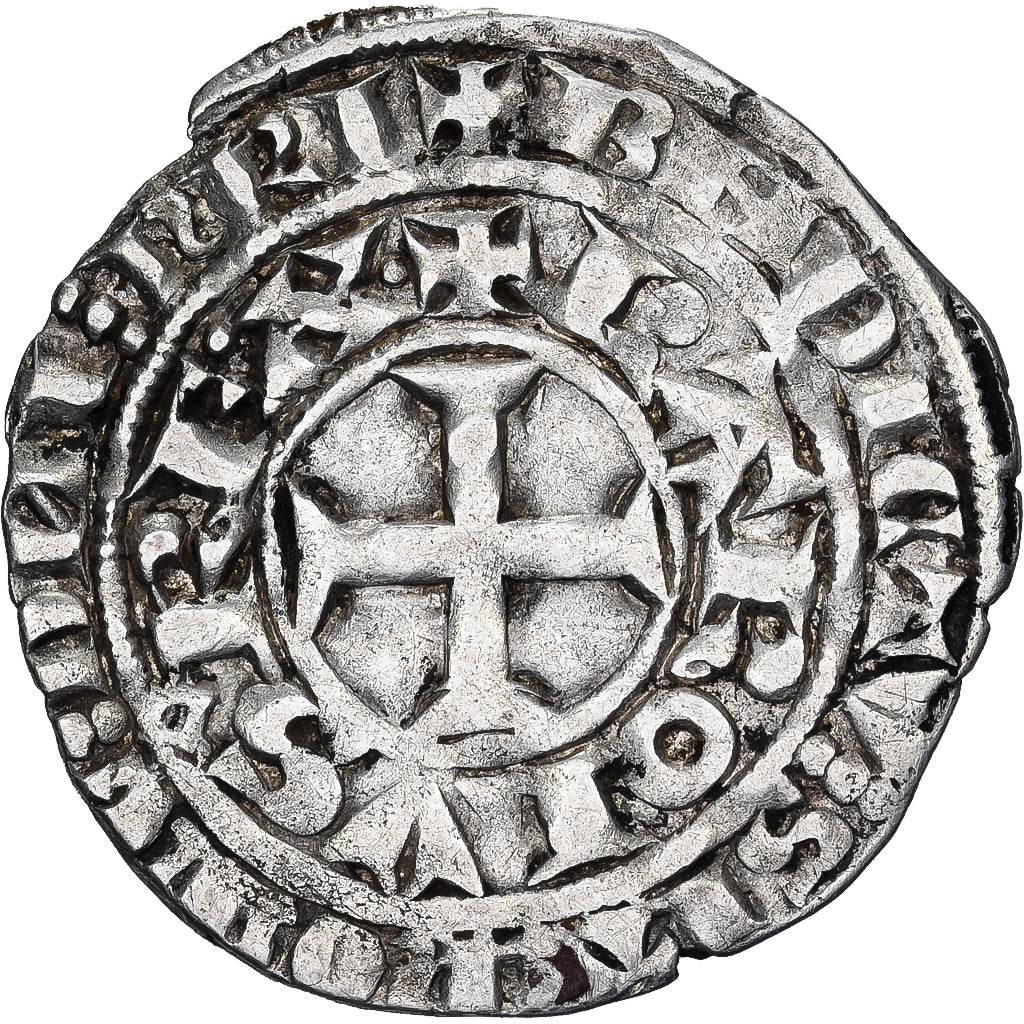 Francia, Charles IV, Maille Blanche, 1324-1328, Argento, MB+, Duplessy:243A