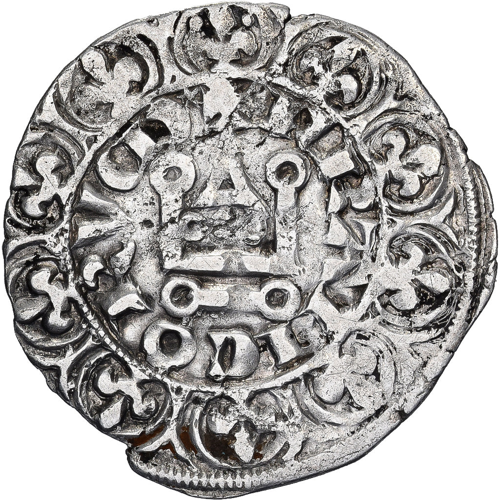 Francia, Charles IV, Maille Blanche, 1324-1328, Argento, MB+, Duplessy:243A