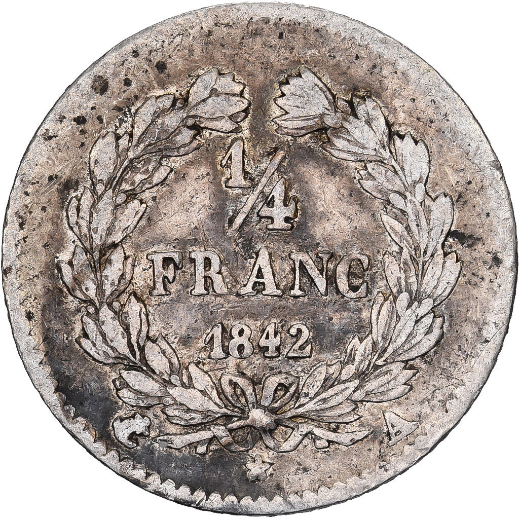France, Louis Philippe I, 1/4 Franc, 1842, Paris, Silver, EF(40-45), Gadoury:355