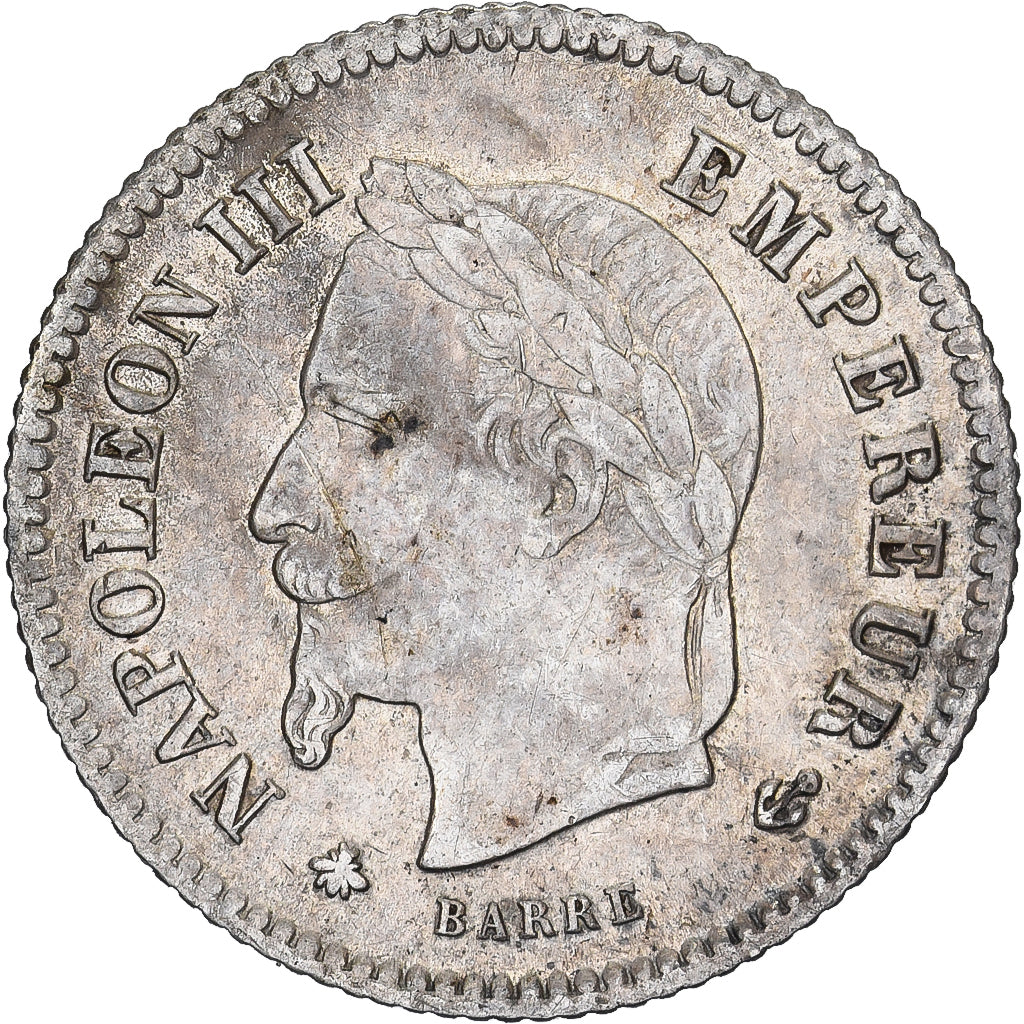 Francja, Napoleon III, 20 Centimes, 1867, Paris, Srebro, AU(50-53), Gadoury:309