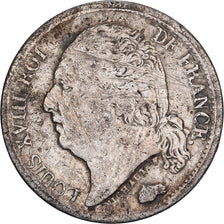 Frankrijk, Louis XVIII, 1/2 Franc, 1822, Paris, Zilver, FR, Gadoury:401