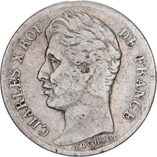 Francia, Charles X, 1/2 Franc, 1827, La Rochelle, Plata, BC+, Gadoury:402