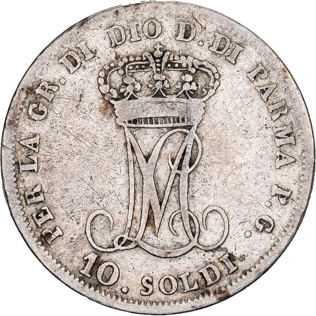 Duchy of Parma and Piacenza, Maria Luigia, 10 Soldi, 1815, Milan, Zilver, ZG+