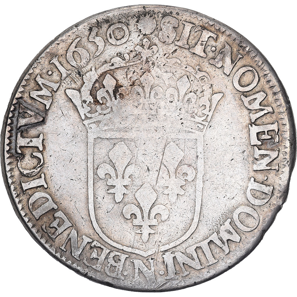 Frankreich, Louis XIV, 1/2 Écu à la mèche longue, 1650, Montpellier, Silber