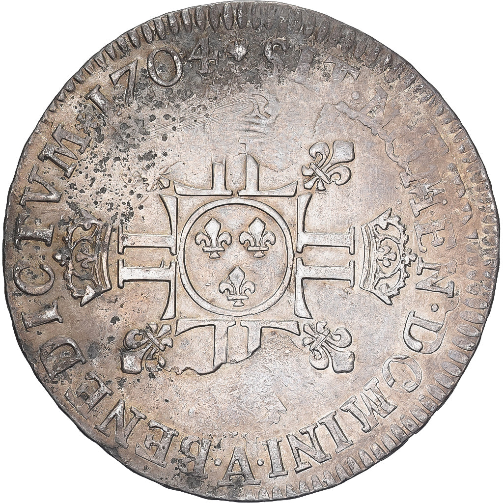Francja, Louis XIV, 1/2 Écu aux 8 L, 1704, Paris, reformed, Srebro, EF(40-45)