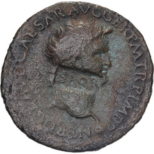 Nero, As, 62-68, Lugdunum, Countermarked, Brązowy, VF(20-25), RIC:475
