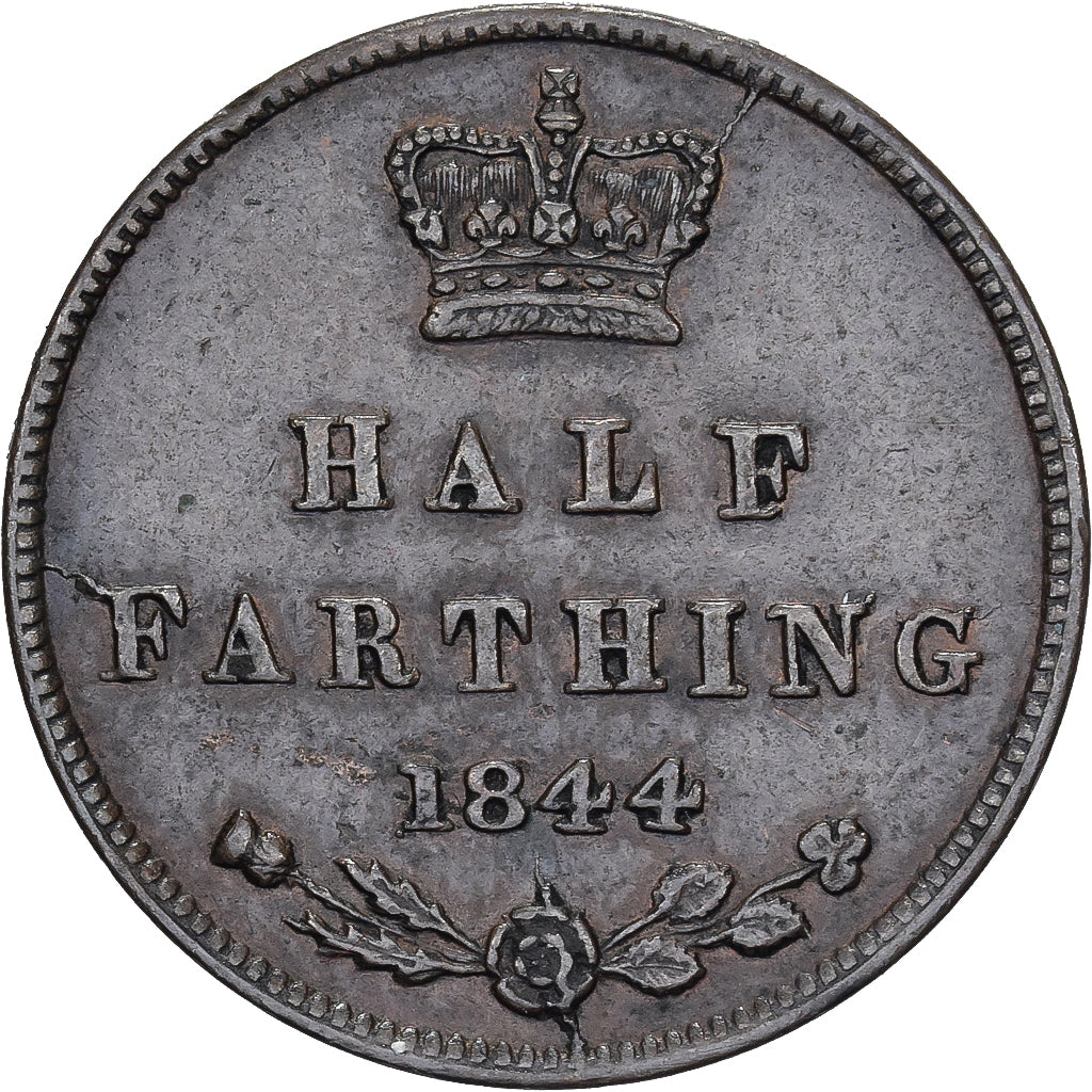 Gran Bretagna, Victoria, 1/2 Farthing, 1844, London, Rame, BB+